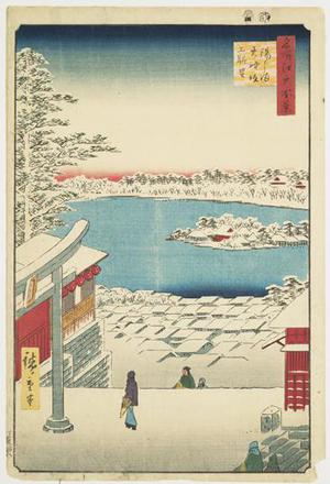 歌川広重: Hilltop View from Yushima Tenjin Shrine, no. 117 from the series One-hundred Views of Famous Places in Edo - ウィスコンシン大学マディソン校