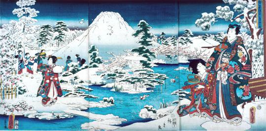 無款: Snow in the Garden, from the series Tale of Genji with Collaborative Brushes - ウィスコンシン大学マディソン校