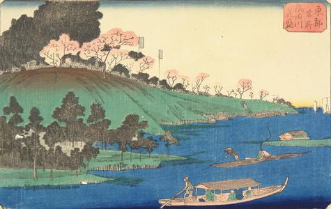 歌川広重: Cherry Trees in Full Bloom along the Sumida River, from the series Famous Places in the Eastern Capital - ウィスコンシン大学マディソン校