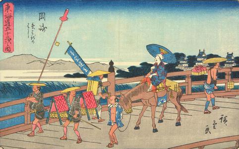 Utagawa Hiroshige: Yahagi Bridge at Okazaki, no. 39 from the series Fifty-three Stations of the Tokaido (Gyosho Tokaido) - University of Wisconsin-Madison