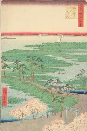 歌川広重: The Moto-Hachiman Shrine at Suna Village, no. 29 from the series One-hundred Views of Famous Places in Edo - ウィスコンシン大学マディソン校