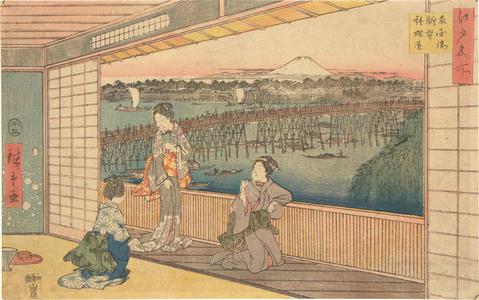 Utagawa Hiroshige: Restaurant with a View of Ryogoku Bridge, from the series Famous Places in Edo - University of Wisconsin-Madison