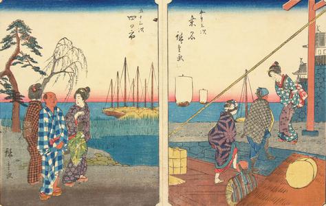 Utagawa Hiroshige, 歌川広重 (Utagawa Hiroshige)による浮世絵「Yokkaichi, no. 44 from the series Fifty-three Stations (Figure Tokaido)」