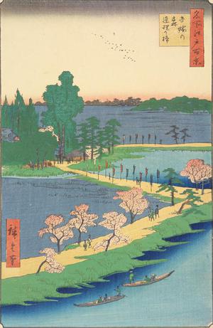 Utagawa Hiroshige: The Entwined Camphor Trees at Azuma Shrine, no. 31 from the series One-hundred Views of Famous Places in Edo - University of Wisconsin-Madison