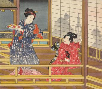 Utagawa Kunisada: Two Girls in the Corridor of a Restaurant - University of Wisconsin-Madison