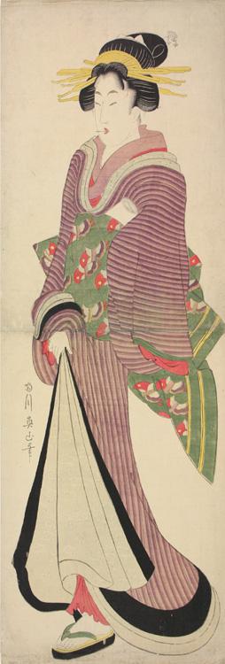 Kikugawa Eizan: Standing Geisha with a Toothpick in Her Mouth - University of Wisconsin-Madison