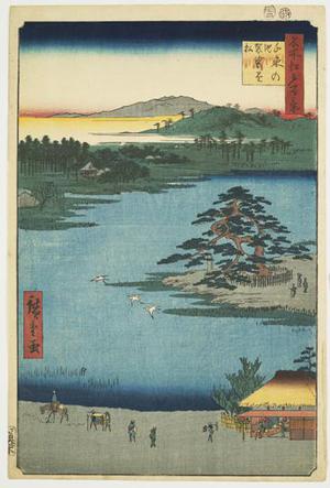 歌川広重: Kesakake Pine at Senzoku Pond, no. 110 from the series One-hundred Views of Famous Places in Edo - ウィスコンシン大学マディソン校