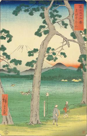 Utagawa Hiroshige: Mt. Fuji on the Left on the Tokaido Road, no. 25 from the series Thirty-six Views of Mt. Fuji - University of Wisconsin-Madison