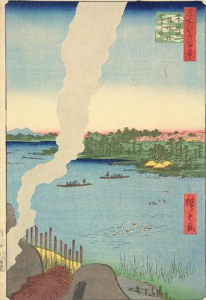 歌川広重: Tile Kilns and the Hashiba Ferry on the Sumida River, no. 37 from the series One-hundred Views of Famous Places in Edo - ウィスコンシン大学マディソン校