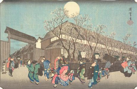Utagawa Hiroshige: Cherry Trees at Night at Nakanocho in the Yoshiwara, from the series Famous Places in the Eastern Capital - University of Wisconsin-Madison