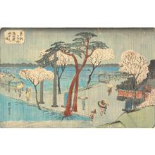 Utagawa Hiroshige: Rain on Cherry Trees on the Sumida Embankment, from the series Famous Places in the Eastern Capital - University of Wisconsin-Madison