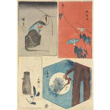 歌川広重: Fox Priest, Morning Glories, Basket and Camelia, and Moon and Pine Tree, from a series of Harimaze Prints - ウィスコンシン大学マディソン校
