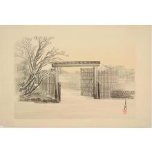 Ogata Gekko, 尾形月耕 (Ogata Gekko)创作的日本版画《Landscape with Gate》