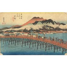 Utagawa Hiroshige: The Great Sanjo Bridge in Kyoto, no. 55 from the series Fifty-three Stations of the Tokaido (Hoeido Tokaido) - University of Wisconsin-Madison
