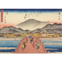Utagawa Hiroshige: Sanjo Bridge in Kyoto, no. 55 from the series Fifty-three Stations of the Tokaido (Sanoki Half-block Tokaido) - University of Wisconsin-Madison