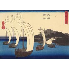 Utagawa Hiroshige: Returning Sails at Yabase, from the series Eight Views of Omi Province - University of Wisconsin-Madison