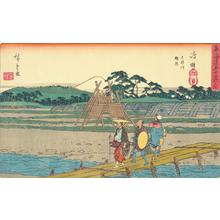Utagawa Hiroshige: The Suruga Bank of the Oi River at Shimada, no. 24 from the series Fifty-three Stations of the Tokaido (Gyosho Tokaido) - University of Wisconsin-Madison