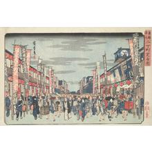Utagawa Hiroshige: Kabuki Theaters at Nichomachi, from the series Famous Places in the Eastern Capital - University of Wisconsin-Madison