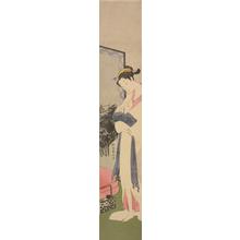 鈴木春信: Courtesan Standing Beside a Painted Screen - ウィスコンシン大学マディソン校