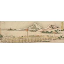 Katsushika Hokusai: Bridge over the Yahagi River at Okazaki: 3.83 Ri to Chiryu, no. 42 from a series of Stations of the Tokaido - University of Wisconsin-Madison