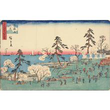 Utagawa Hiroshige: Flower Viewing at Goten Hill, from the series Three Views of Famous Places in Edo - University of Wisconsin-Madison
