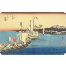 歌川広重: Ferries at Arai, no. 32 from the series Fifty-three Stations of the Tokaido (Hoeido Tokaido) - ウィスコンシン大学マディソン校