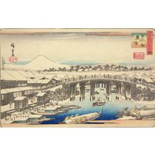 歌川広重: Clear Weather after Snow at Nihon Bridge, from the series Three Views of Famous Places in Edo - ウィスコンシン大学マディソン校