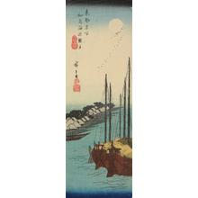 Utagawa Hiroshige: Hazy Moon on the Shore of Tsukuda Island, from the series Famous Places in the Eastern Capital - University of Wisconsin-Madison