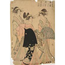 鳥高斎栄昌: The Courtesans Hinazuru, Ori, and Misayama of the Chojiya, from a series of Portraits of Courtesans - ウィスコンシン大学マディソン校