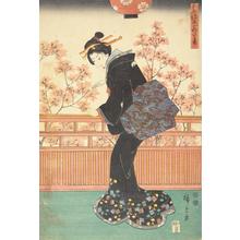 Utagawa Hiroshige: Woman at a Balustrade, from the series A Modern Version of Genji's Flower Banquet - University of Wisconsin-Madison