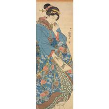 Japanese Print "Young Woman with a Battledore" by Utagawa Kuniyoshi, 歌川国芳 (Utagawa Kuniyoshi)