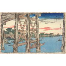Utagawa Hiroshige: Evening Moon at Ryogoku, from the series Famous Places in the Eastern Capital - University of Wisconsin-Madison