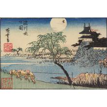 Utagawa Hiroshige: Bank of the Yodo River in Osaka, from a series of Views of Edo, Osaka, and Kyoto - University of Wisconsin-Madison