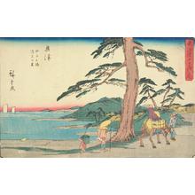 Utagawa Hiroshige: Tago Bay and Kiyomi Barrier near Okitsu, no. 18 from the series Fifty-three Stations of the Tokaido (Gyosho Tokaido) - University of Wisconsin-Madison