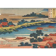 Katsushika Hokusai: Moon on the Yodo River in Settsu Province, from the series Snow, Moon, and Flowers at Famous Places - University of Wisconsin-Madison