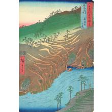 歌川広重: The Road below the Rakandera in Buzen Province, no. 61 from the series Pictures of Famous Places in the Sixty-odd Provinces - ウィスコンシン大学マディソン校