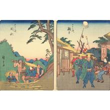 Utagawa Hiroshige: Okabe, no. 22 from the series Fifty-three Stations (Figure Tokaido) - University of Wisconsin-Madison