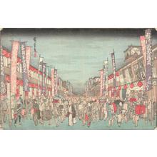 Utagawa Hiroshige: Kabuki Theaters at Nichomachi, from the series Famous Places in the Eastern Capital - University of Wisconsin-Madison