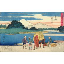Utagawa Hiroshige: The Ferry on the Bannyu River at Hiratsuka, no. 8 from the series Fifty-three Stations of the Tokaido (Gyosho Tokaido) - University of Wisconsin-Madison