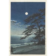 川瀬巴水: Spring Moon, Ninomiya Beach - ウィスコンシン大学マディソン校