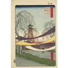 歌川広重: Hatsune Riding Ground at Bakurocho, no. 6 from the series One-hundred Views of Famous Places in Edo - ウィスコンシン大学マディソン校