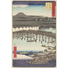 Japanese Print "Dawn Clouds at Nihon Bridge, no. 1 from the series Pictures of the Famous Places on the Fifty-three Stations (Vertical Tokaido)" by Utagawa Hiroshige, 歌川広重 (Utagawa Hiroshige)