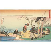 Utagawa Hiroshige: Flower Viewing on Tenjin Hill at Yasui, from the series Pictures of Famous Places in Osaka - University of Wisconsin-Madison