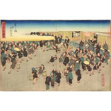 Utagawa Hiroshige: The Rice Market at Dojima, from the series Pictures of Famous Places in Osaka - University of Wisconsin-Madison