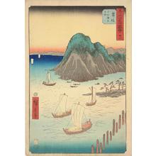 Utagawa Hiroshige: Ferries off Imagire near Maizaka, no. 31 from the series Pictures of the Famous Places on the Fifty-three Stations (Vertical Tokaido) - University of Wisconsin-Madison