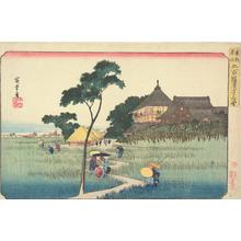 Utagawa Hiroshige: Sazai Hall at the Temple of the Five Hundred Arhats, from the series Famous Places in the Eastern Capital - University of Wisconsin-Madison