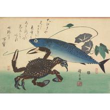 Utagawa Hiroshige: Crab, Mackerel, and Morning Glory, from a series of Fish Subjects - University of Wisconsin-Madison
