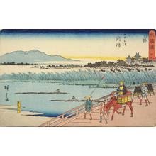 Utagawa Hiroshige: The Yahagi River near Okazaki, no. 39 from the series Fifty-three Stations of the Tokaido (Marusei or Reisho Tokaido) - University of Wisconsin-Madison