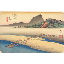 歌川広重: The Totomi Bank of the Oi River near Kanaya, no. 25 from the series Fifty-three Stations of the Tokaido (Hoeido Tokaido) - ウィスコンシン大学マディソン校