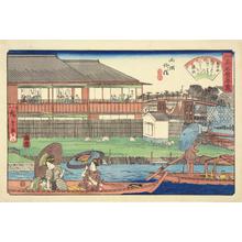 Utagawa Hiroshige: The Onoshi Restaurant by Yanagi Bridge in the Ryogoku District, from the series Famous Restaurants in Edo - University of Wisconsin-Madison